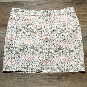 Croft & Barrow Floral Mini Skirt - white and Olive/Tan/peach